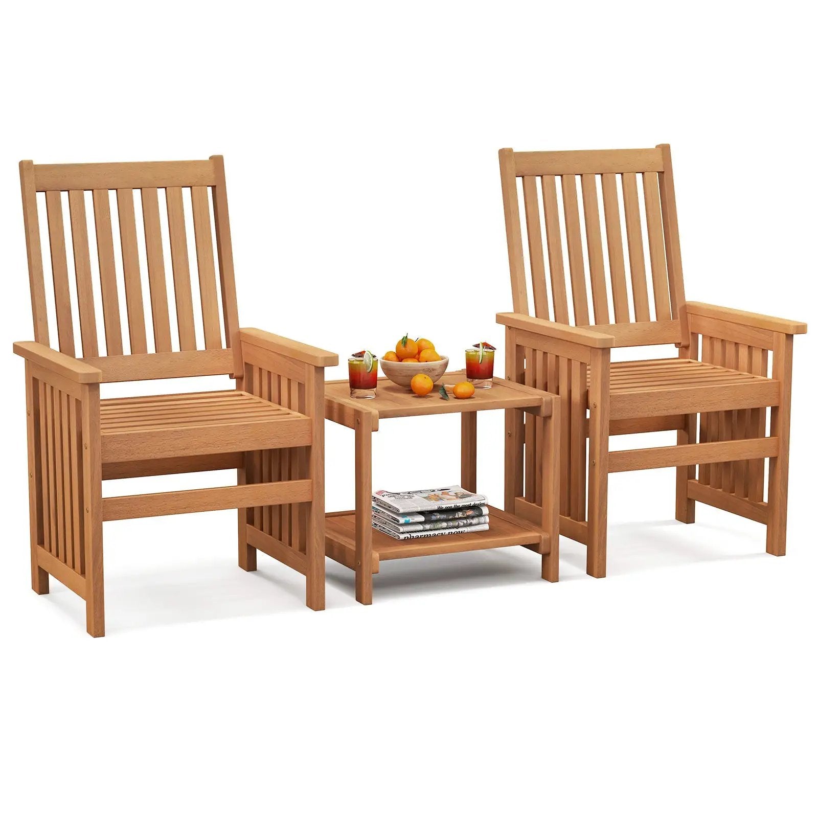 3 Pieces Patio Furniture Set with 1.5 Inch Umbrella Hole by DirectDeals
