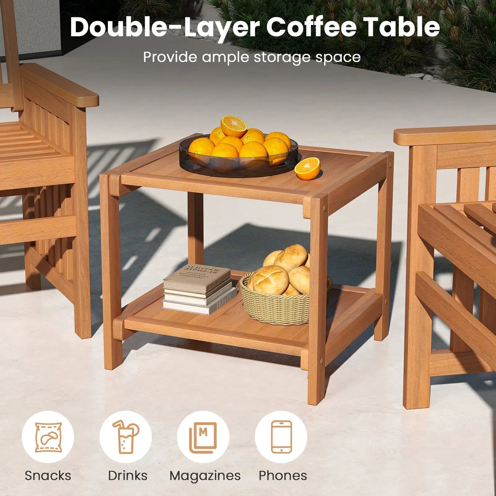 3 Pieces Patio Furniture Set with 1.5 Inch Umbrella Hole by DirectDeals