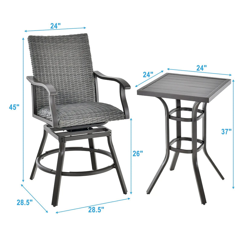 3 Pieces Swivel Bar Set with 4D Air Fiber Cushion by DirectDeals