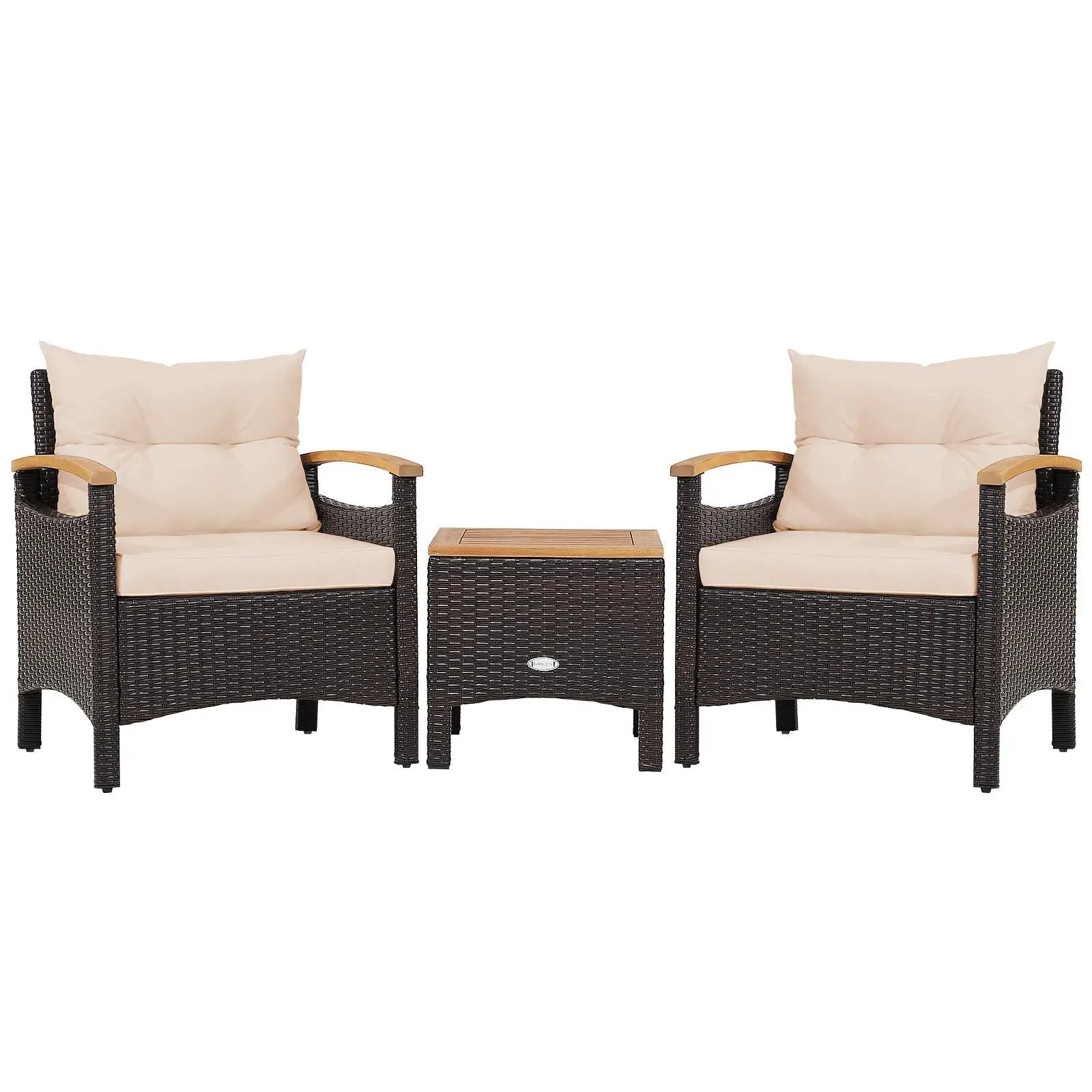 3 Pieces Patio Rattan Furniture Set with Removable Cushion by DirectDeals