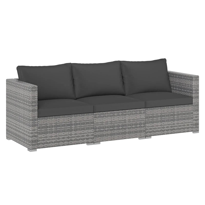 3 Pieces Patio Sectional Sofa Set PE Rattan Modular Couch Furniture Set with Soft Cushions by DirectDeals