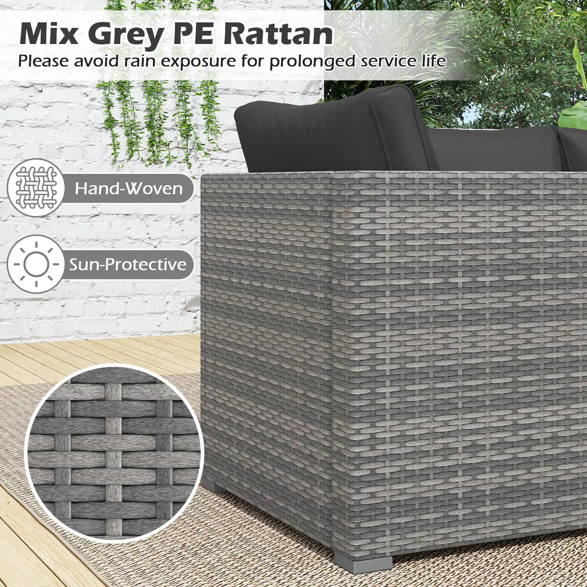 3 Pieces Patio Sectional Sofa Set PE Rattan Modular Couch Furniture Set with Soft Cushions, photo 23 of 24