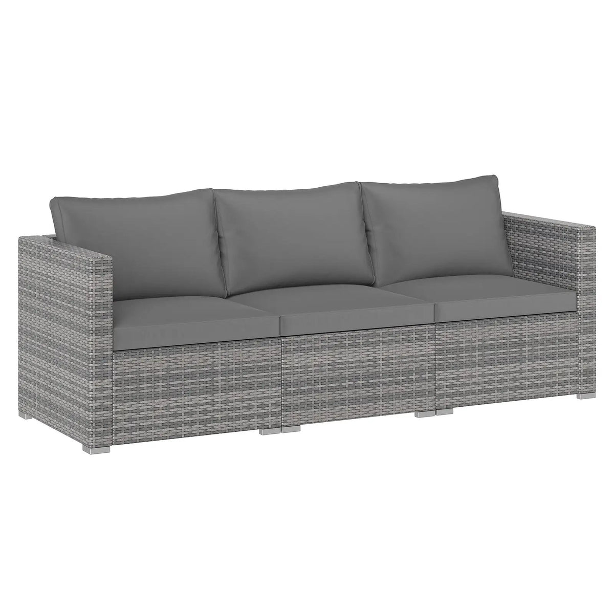 3 Pieces Patio Sectional Sofa Set PE Rattan Modular Couch Furniture Set with Soft Cushions, photo 8 of 24