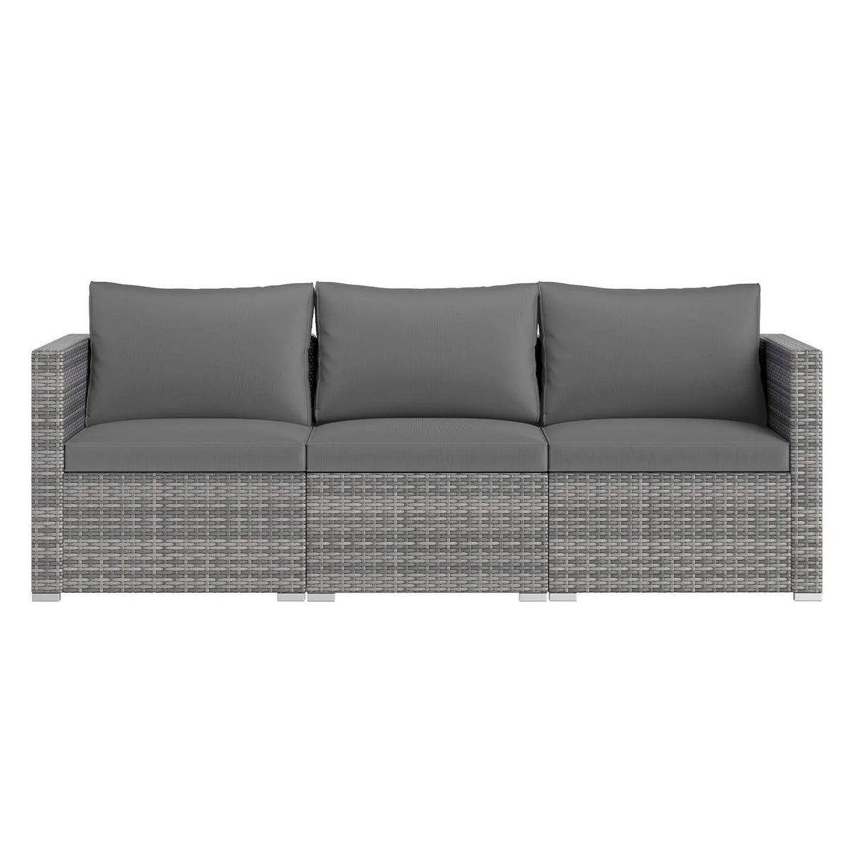 3 Pieces Patio Sectional Sofa Set PE Rattan Modular Couch Furniture Set with Soft Cushions, photo 11 of 24