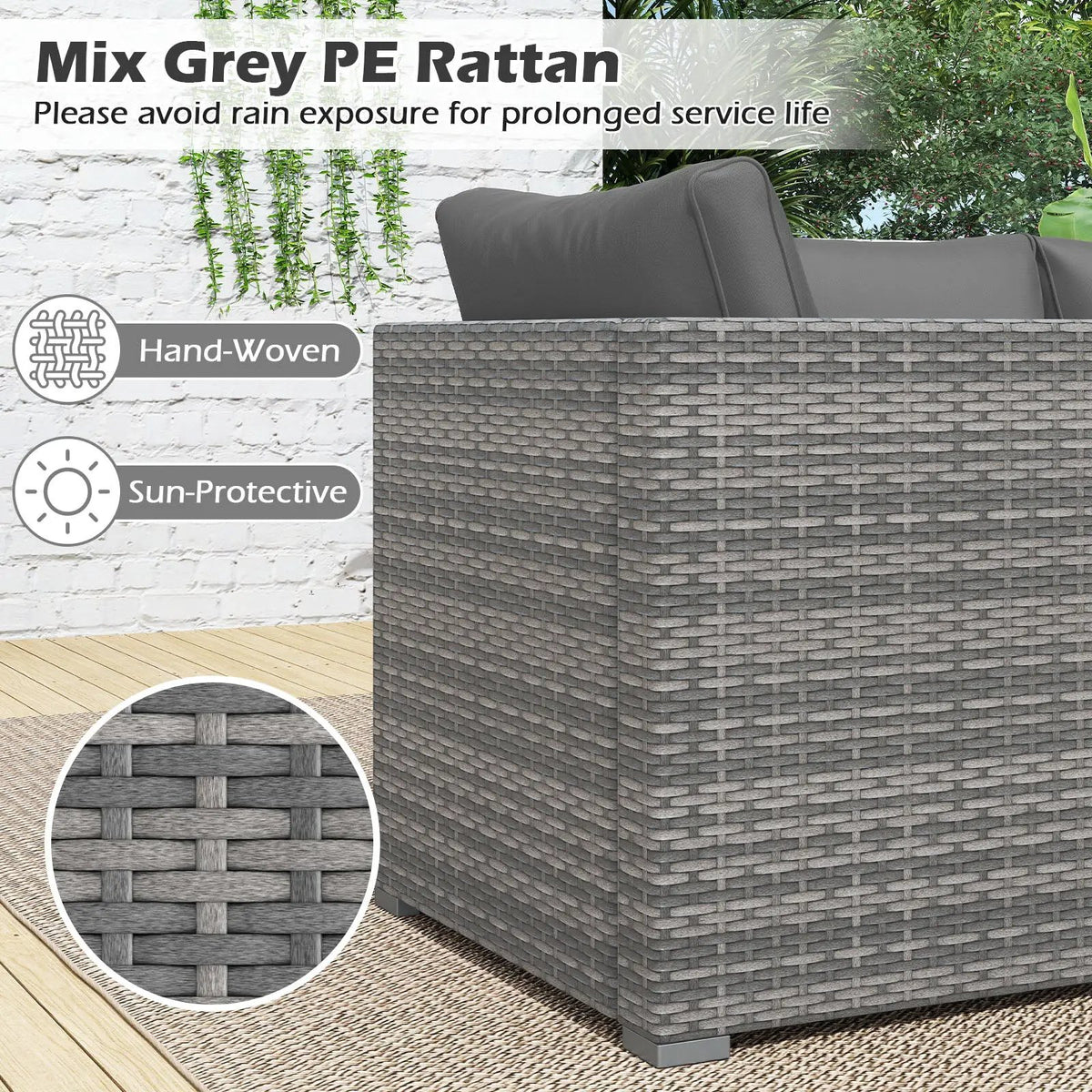 3 Pieces Patio Sectional Sofa Set PE Rattan Modular Couch Furniture Set with Soft Cushions, photo 24 of 24