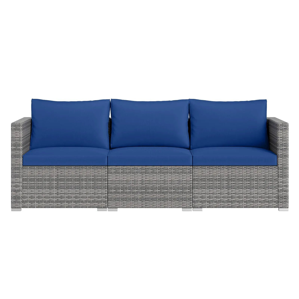 3 Pieces Patio Sectional Sofa Set PE Rattan Modular Couch Furniture Set with Soft Cushions, photo 12 of 24