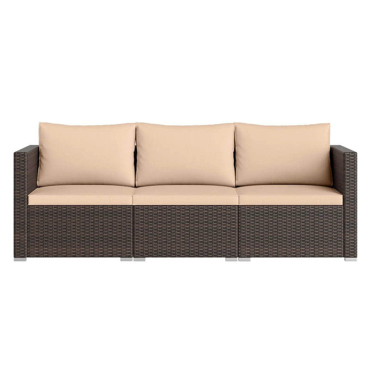 3 Pieces Patio Sectional Sofa Set with Soft Cushions, photo 11 of 24