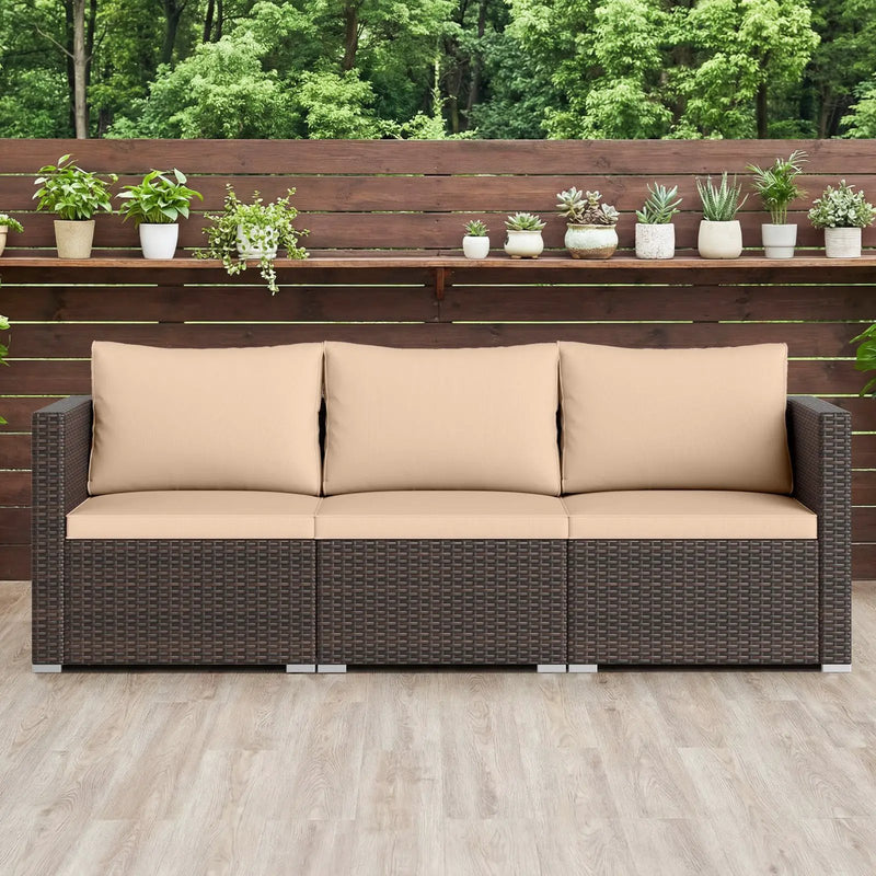 3 Pieces Patio Sectional Sofa Set with Soft Cushions by DirectDeals