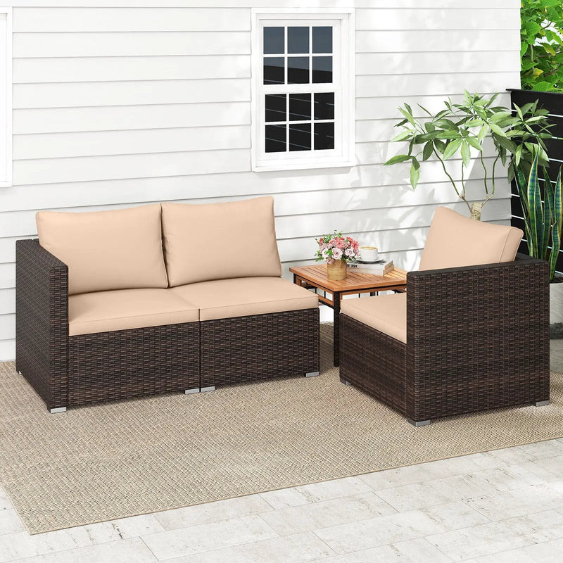 3 Pieces Patio Sectional Sofa Set with Soft Cushions by DirectDeals