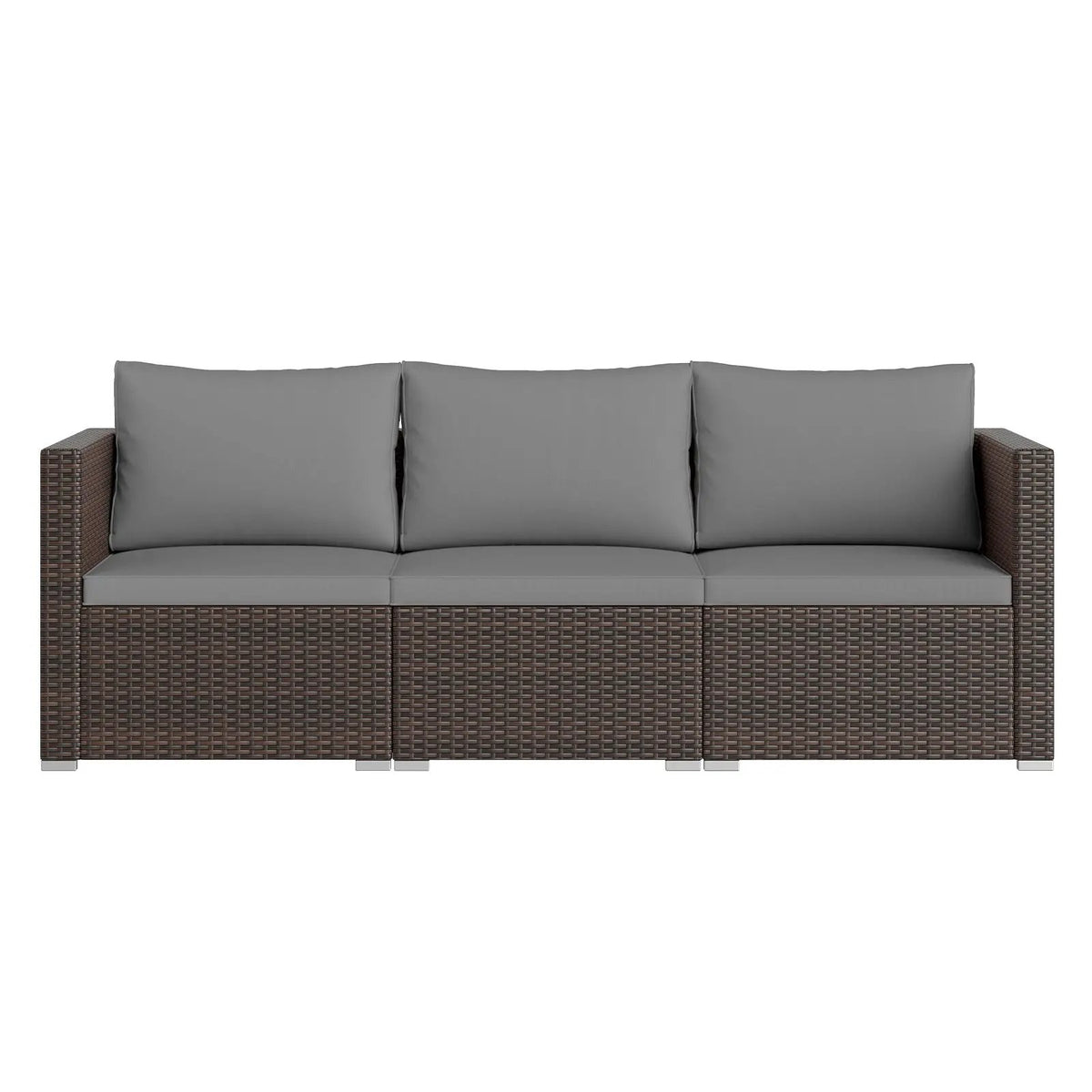 3 Pieces Patio Sectional Sofa Set with Soft Cushions, photo 12 of 24