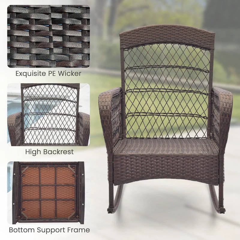 3 Pieces Rocking Bistro Set with 2-Tier Coffee Table by DirectDeals