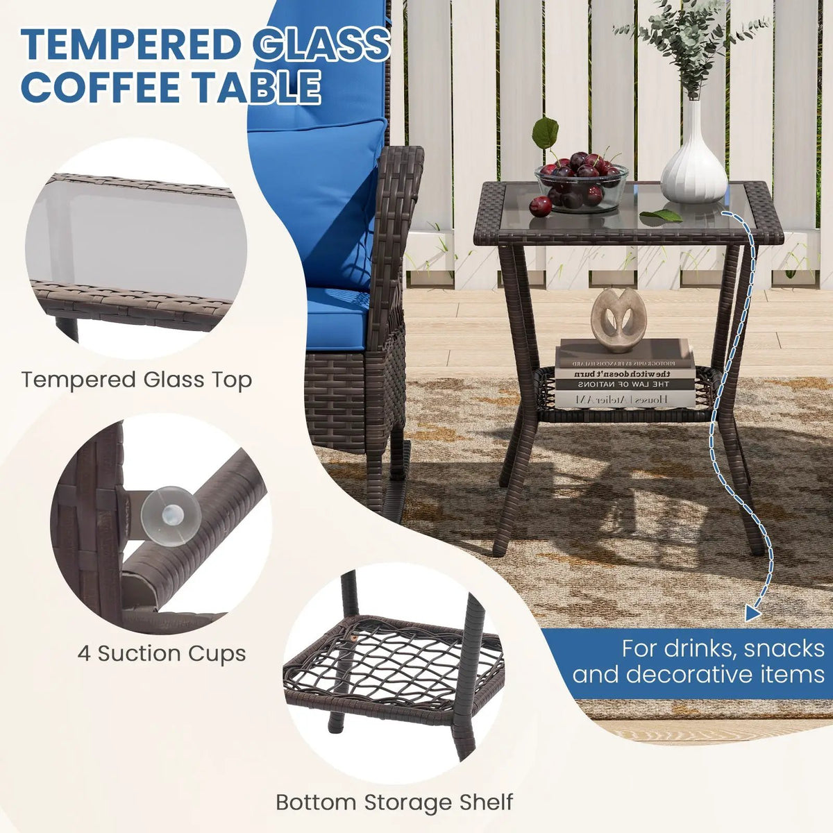 3 Pieces Rocking Bistro Set with 2-Tier Coffee Table, photo 27 of 32