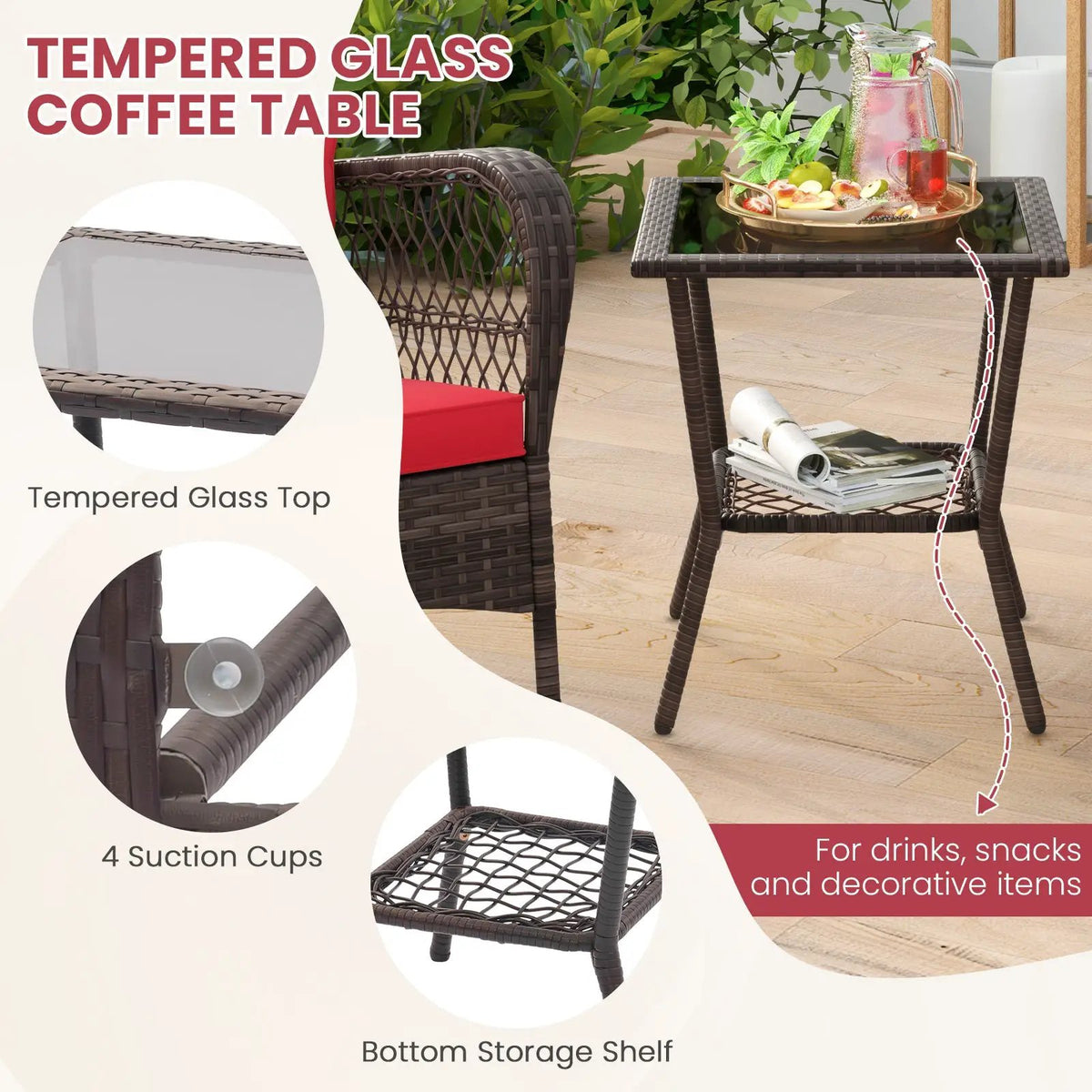 3 Pieces Rocking Bistro Set with 2-Tier Coffee Table, photo 25 of 32