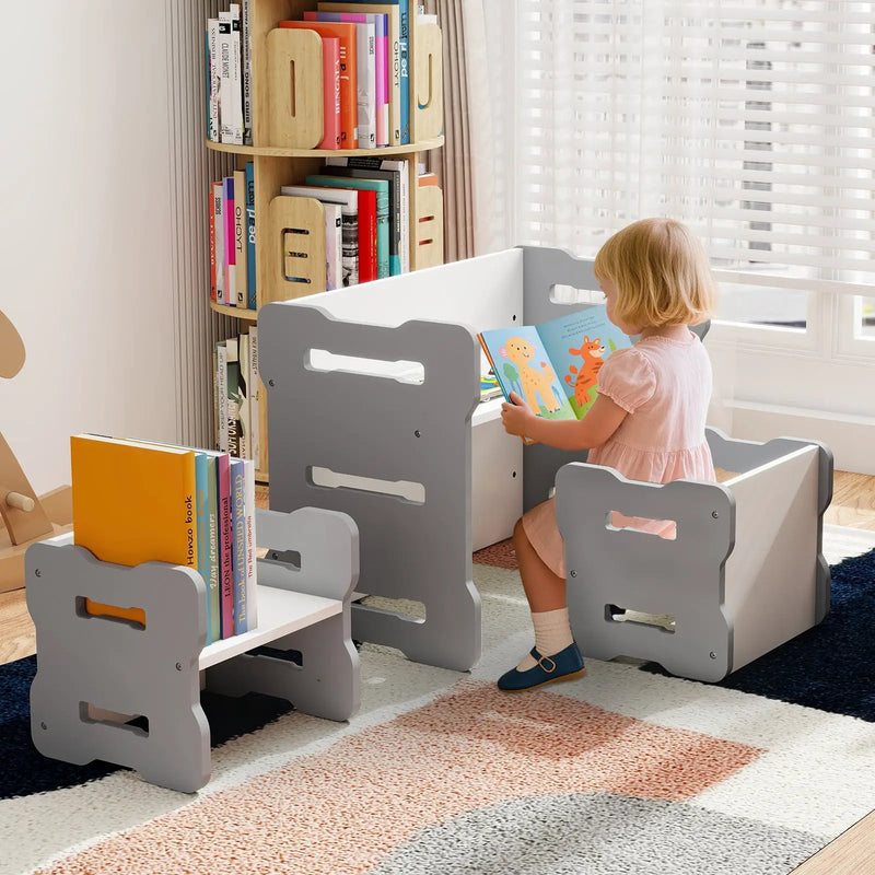 3-Piese Toddler Set with 2 Stools and Activity Table by DirectDeals