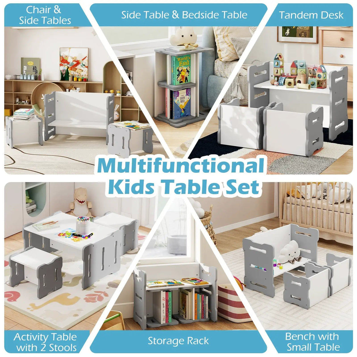 3-Piese Toddler Set with 2 Stools and Activity Table, photo 12 of 16