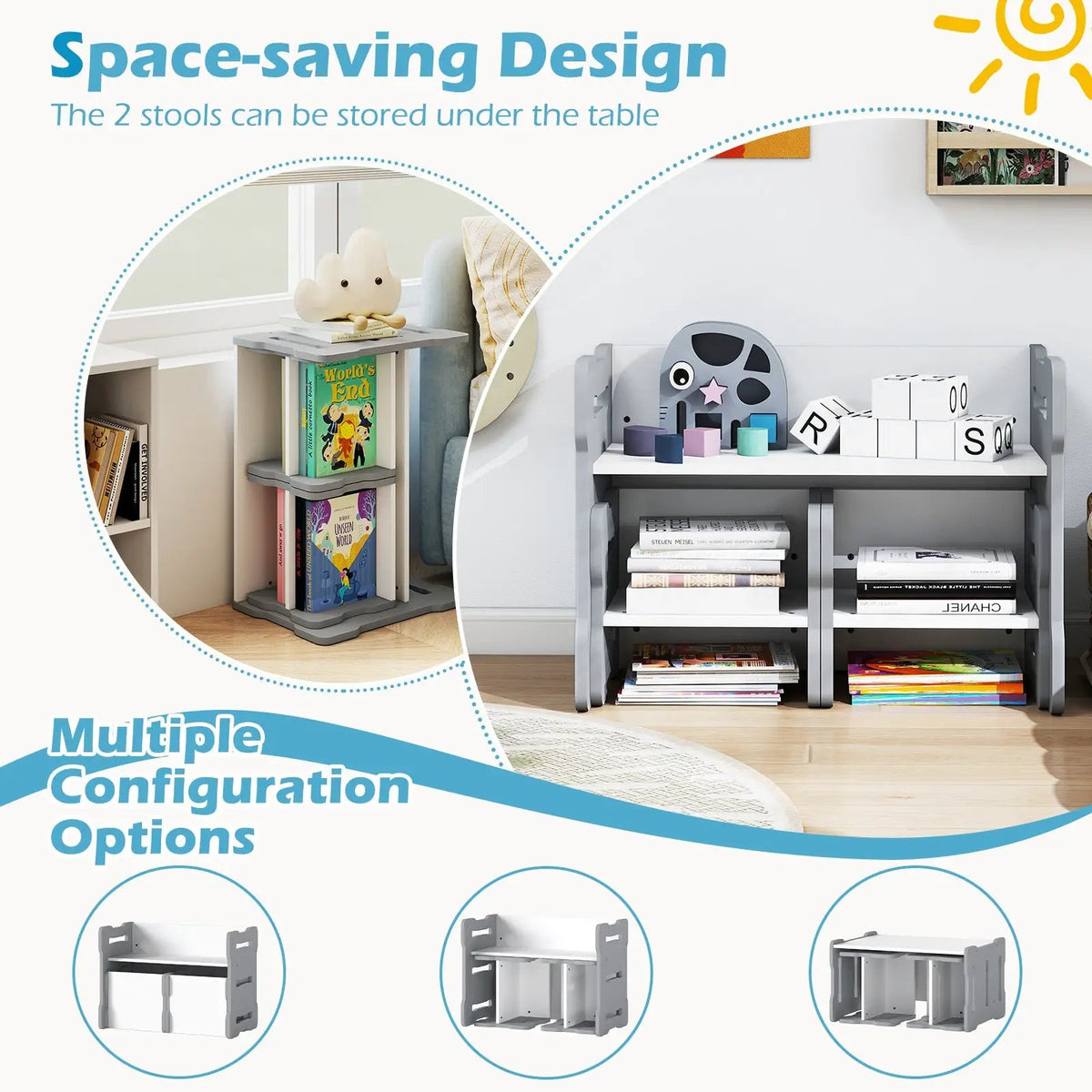 3-Piese Toddler Set with 2 Stools and Activity Table, photo 14 of 16