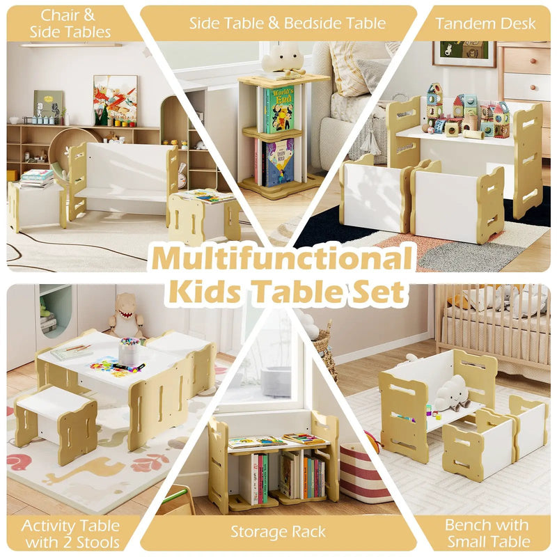 3-Piese Toddler Set with 2 Stools and Activity Table by DirectDeals