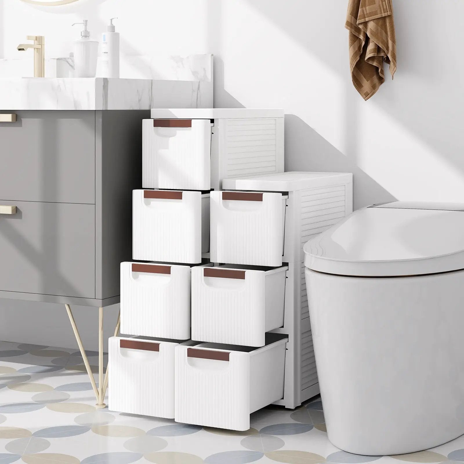 3/4/5/6-Drawer Rolling Organizer Unit Narrow Storage Cabinet with Built-In Wheels for Small Space-3-Drawer by DirectDeals