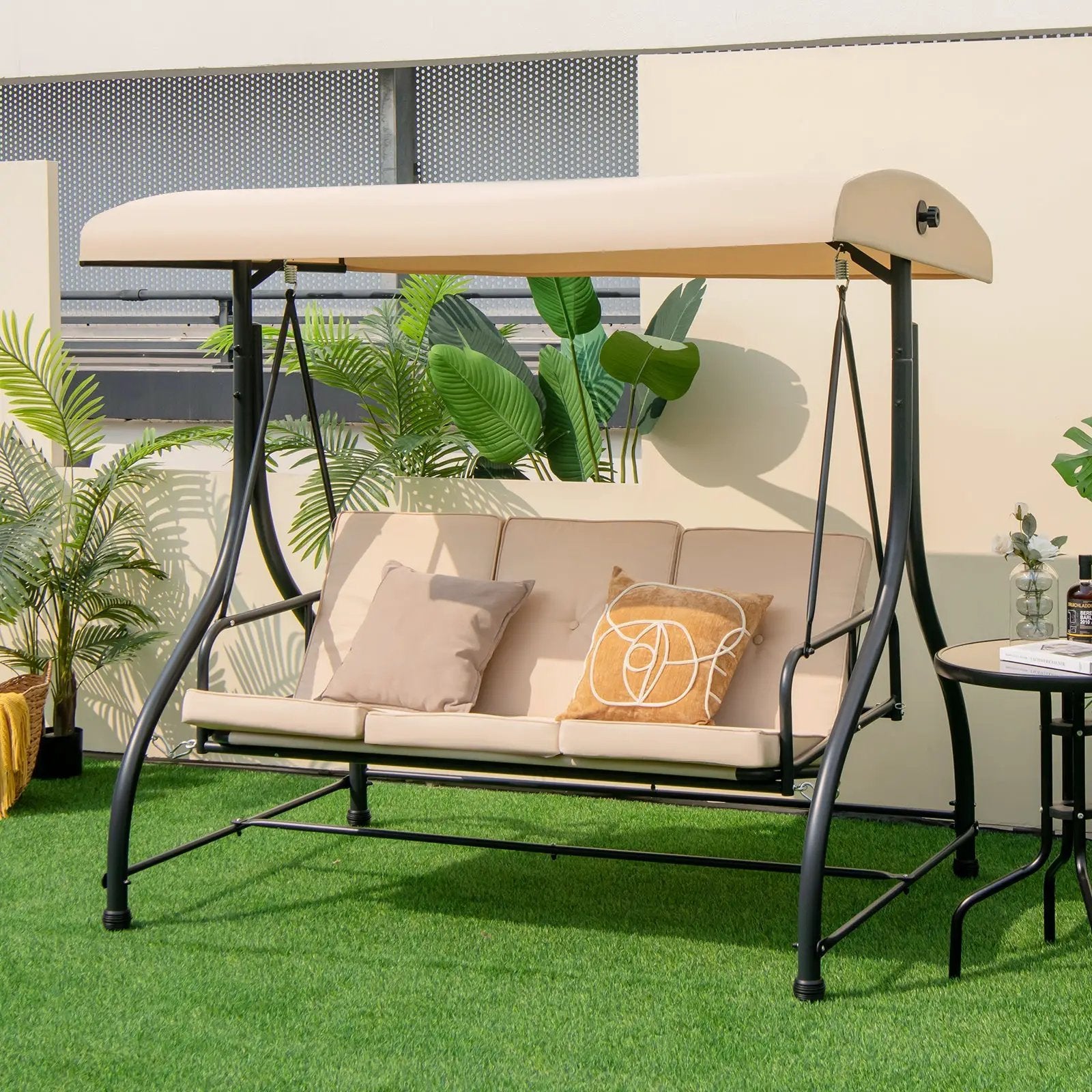 3 Seat Outdoor Porch Swing with Adjustable Canopy by DirectDeals
