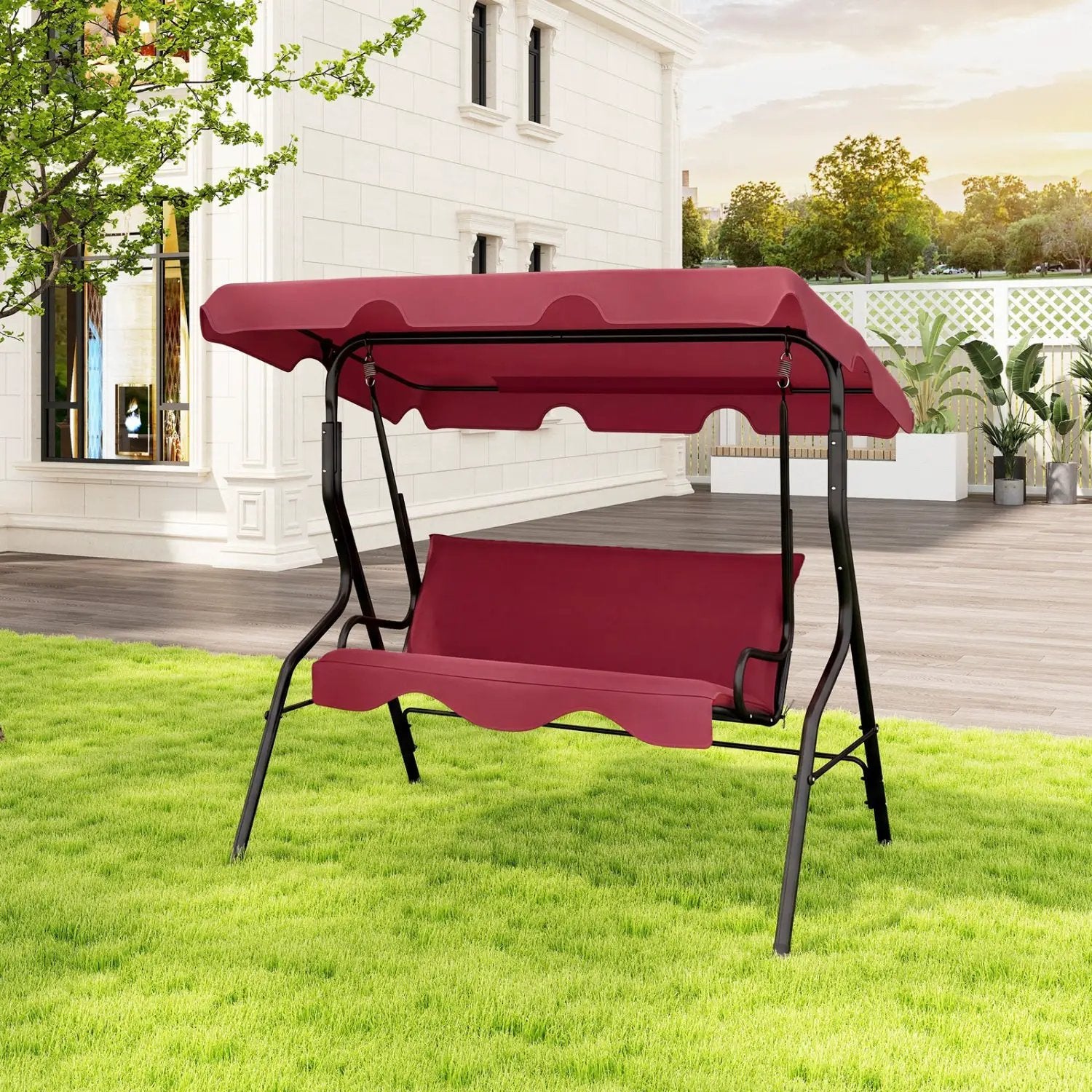 3-Seat Porch Swing with Canopy and Cushions by DirectDeals