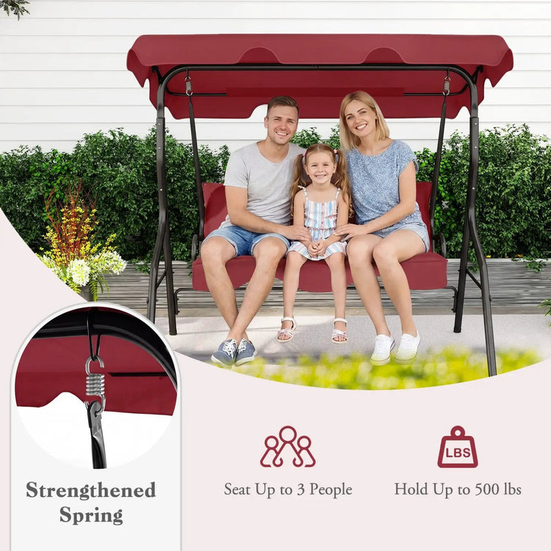 3-Seat Porch Swing with Canopy and Cushions by DirectDeals