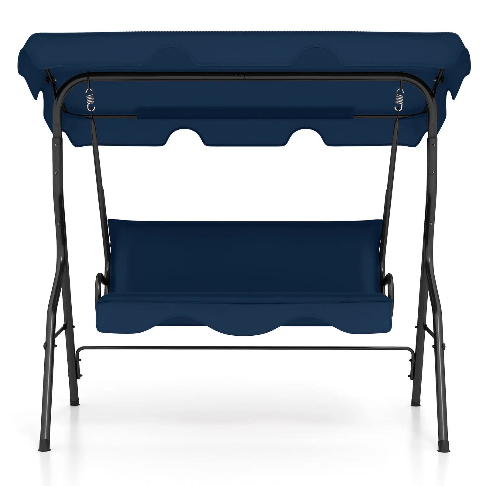 3 Seat Outdoor Patio Canopy Swing with Cushioned Steel Frame-Blue by DirectDeals