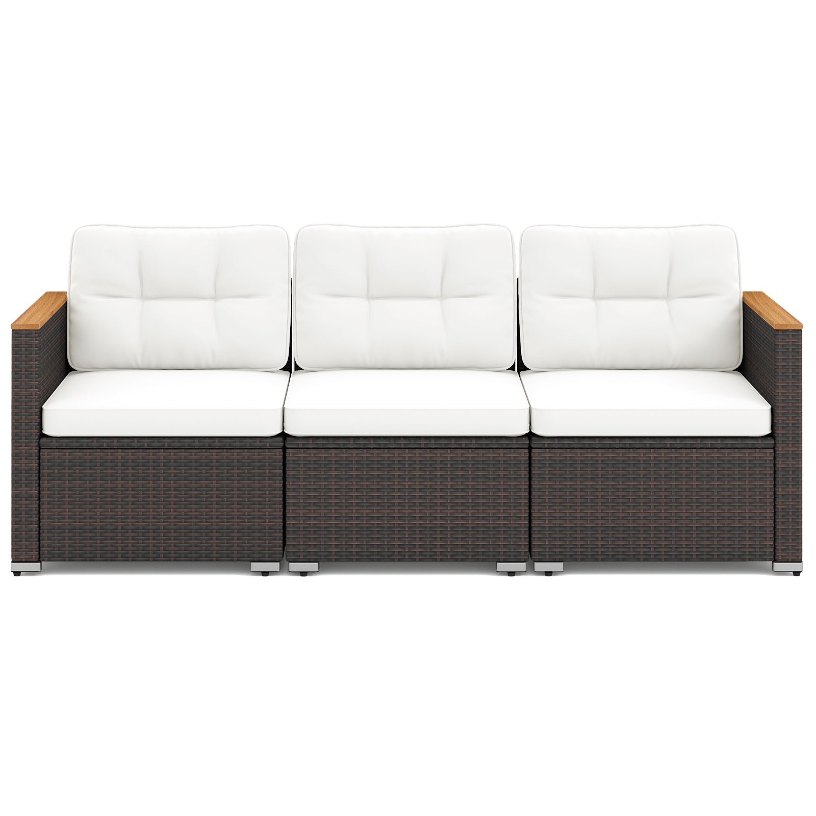3-Seat Patio Couch Sofa with Deep Seating and Cushion-White by DirectDeals