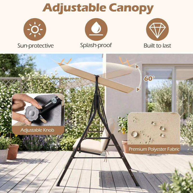 3-Seat Patio Swing Chair with Adjustable Canopy by DirectDeals