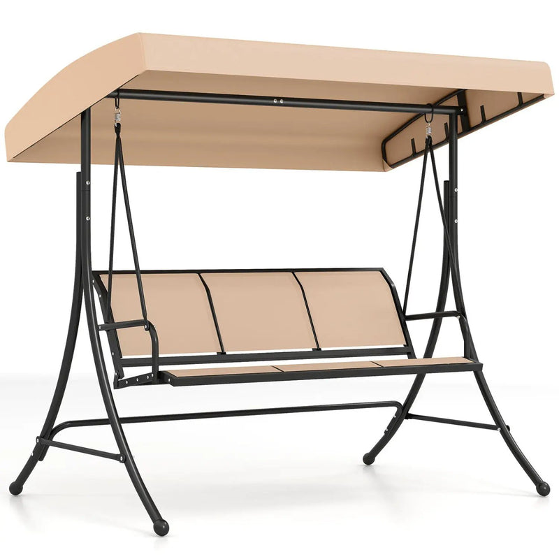 3-Seat Patio Swing Chair with Adjustable Canopy by DirectDeals