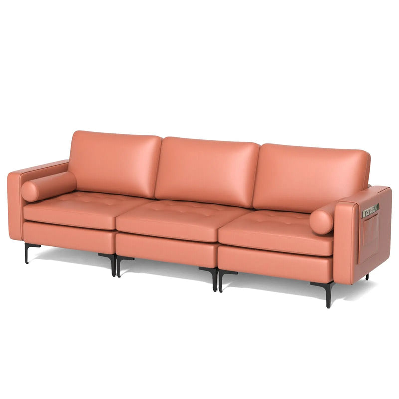 3-Seat Modular Sofa with Storage Pocket and Metal Legs by DirectDeals