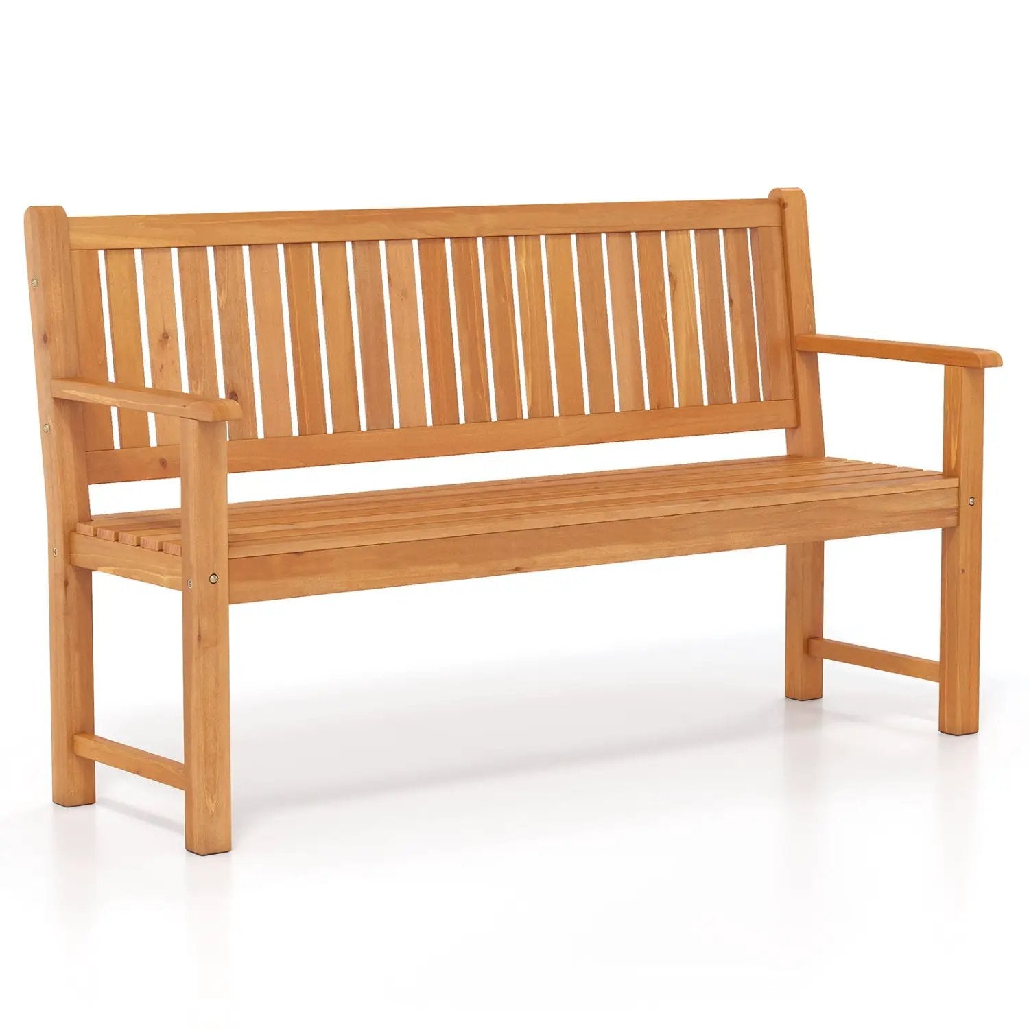 3-Seater Wooden Garden Bench with Backrest, 59 Inch by DirectDeals