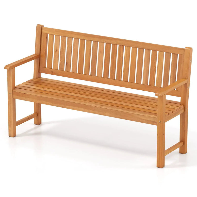 3-Seater Wooden Garden Bench with Backrest, 59 Inch by DirectDeals