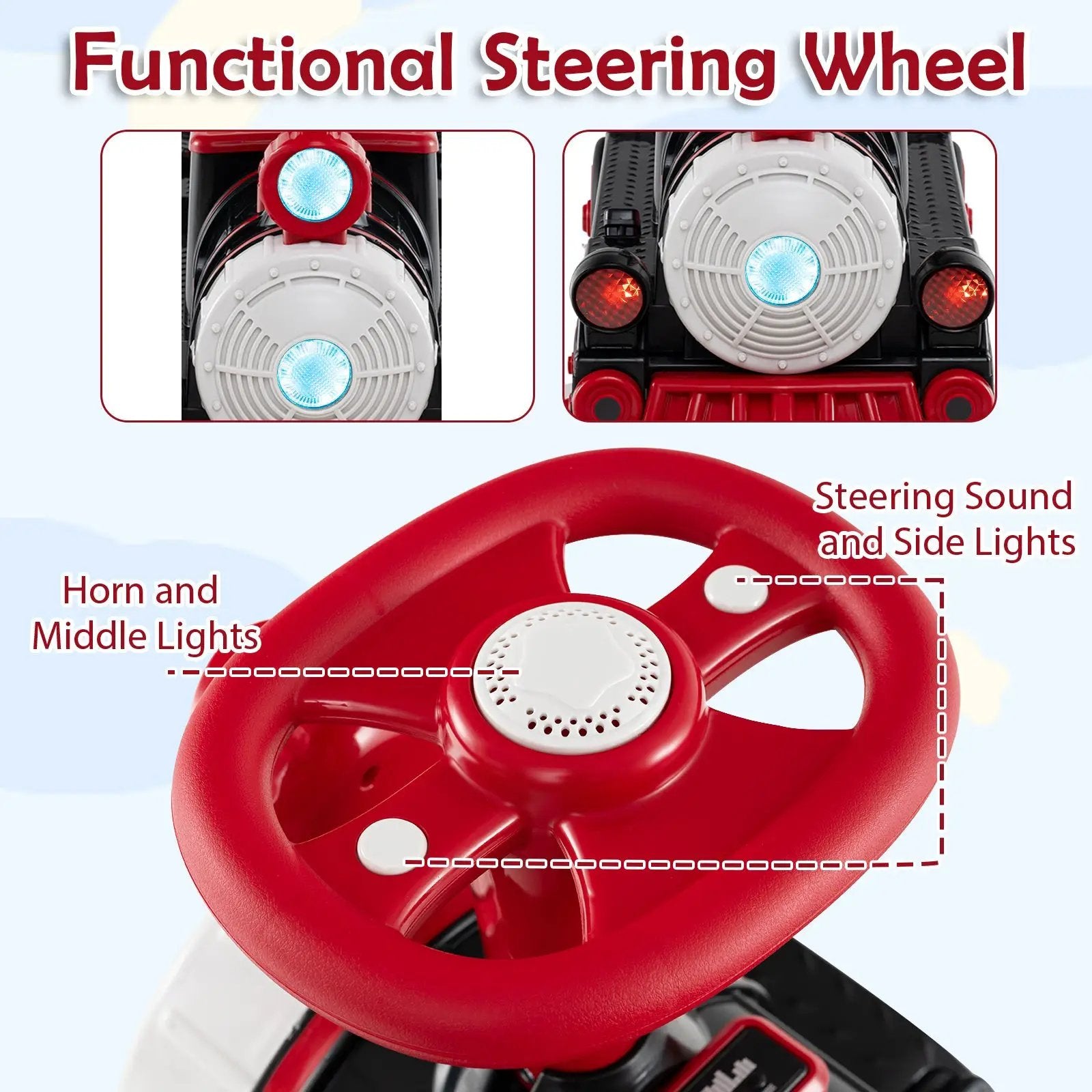 3-Seater Trackless Ride on Train Set 12V Ride on Toy Car with 2 Removable Chairs by DirectDeals