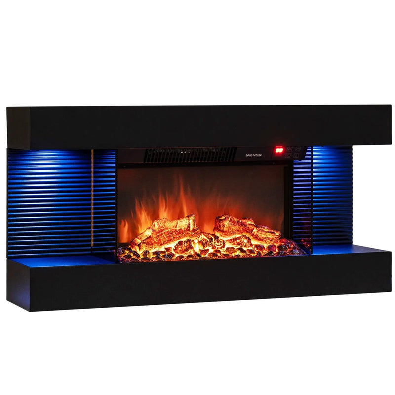 32-Inch Wall Mount Electric Fireplace with WiFi & Floating Mantel by DirectDeals