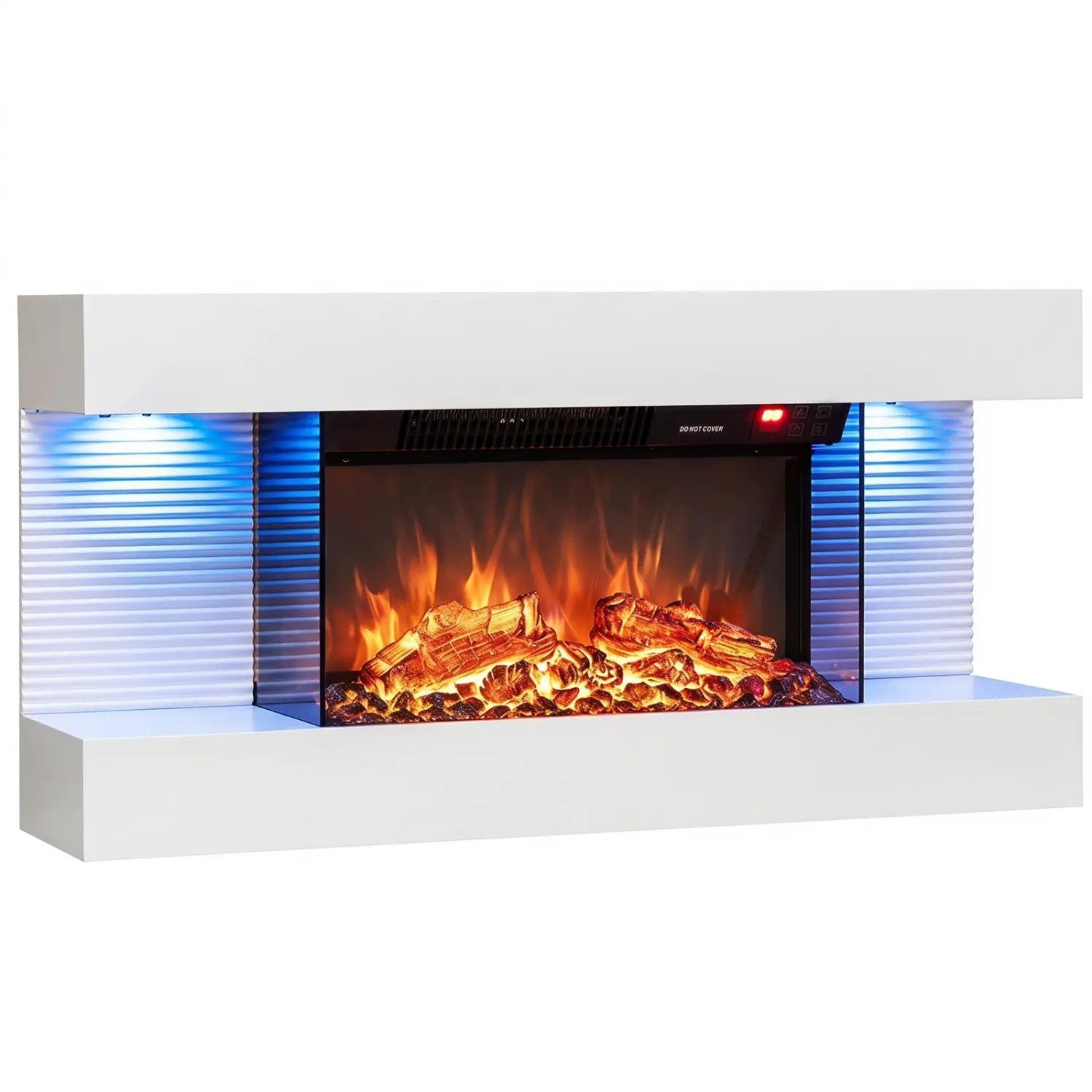 32-Inch Wall Mount Electric Fireplace with WiFi & Floating Mantel by DirectDeals