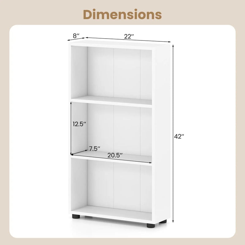 3-Tier Bookcase 42 inch Tall Book Shelf with Anti-Tipping Kit by DirectDeals