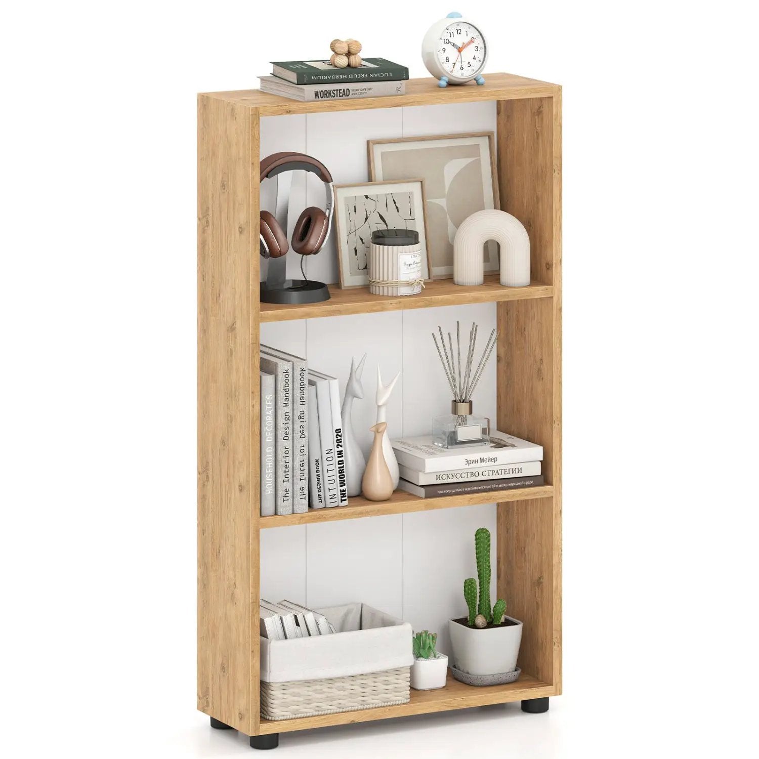 3-Tier Bookcase 42 inch Tall Book Shelf with Anti-Tipping Kit by DirectDeals