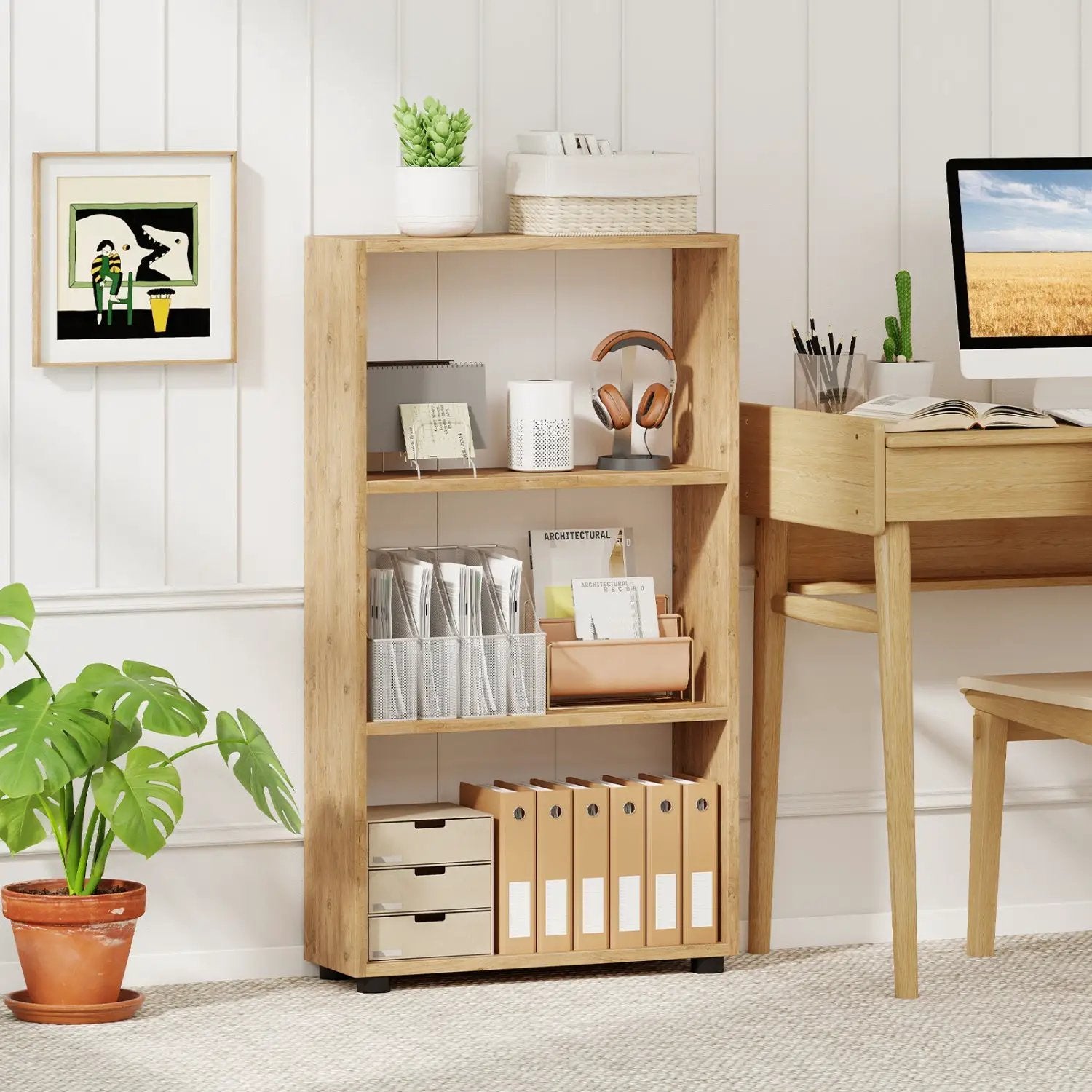 3-Tier Bookcase 42 inch Tall Book Shelf with Anti-Tipping Kit by DirectDeals