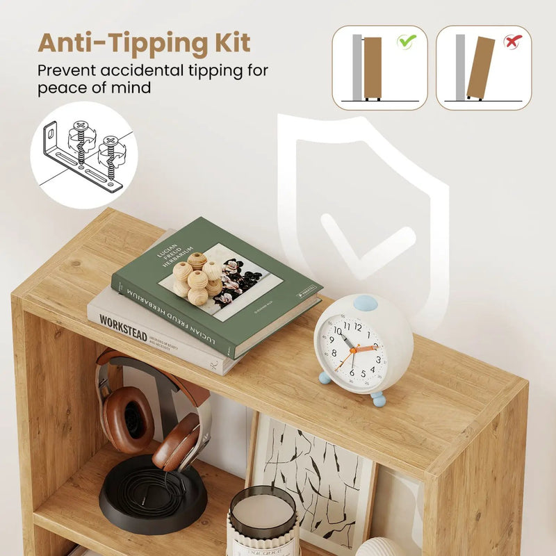 3-Tier Bookcase 42 inch Tall Book Shelf with Anti-Tipping Kit by DirectDeals