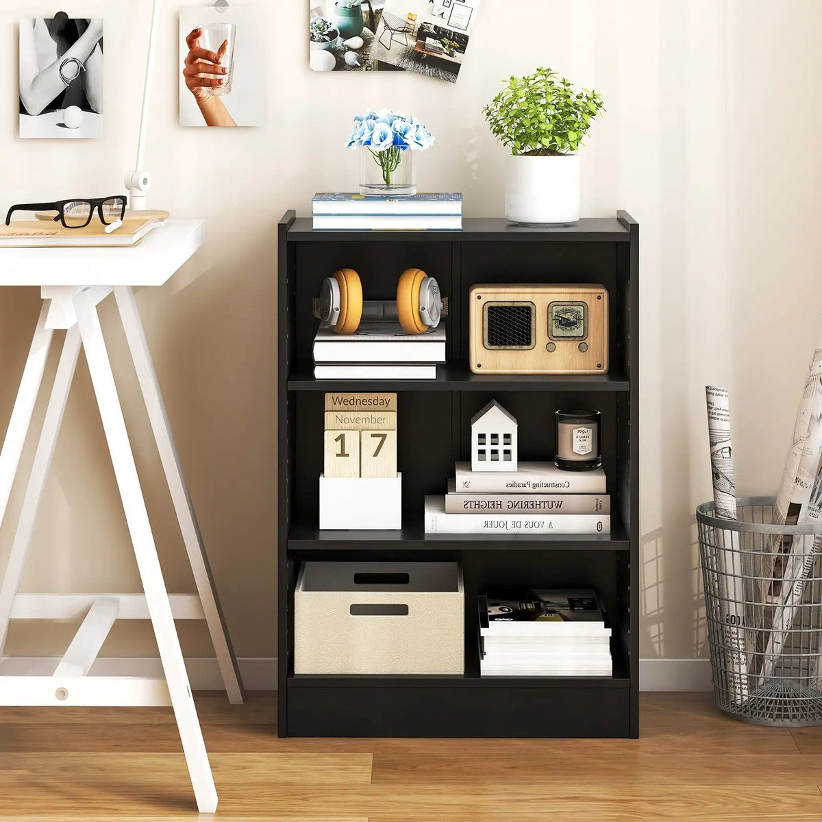 3-Tier Bookcase Open Display Rack Cabinet with Adjustable Shelves, photo 6 of 10