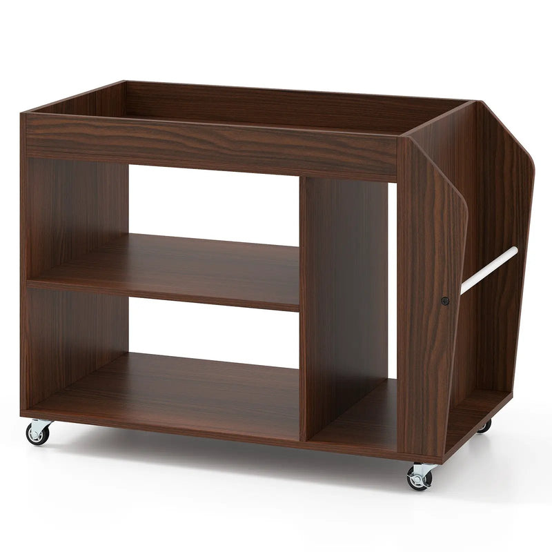 3-Tier Side End Table with Universal Wheels-Walnut by DirectDeals