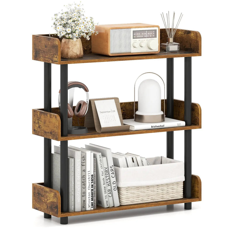 3-Tier Bookshelf with Anti-Tipping Kit and Industrial Storage Unit for Living Room by DirectDeals