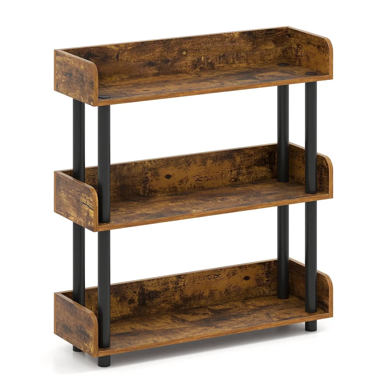3-Tier Bookshelf with Anti-Tipping Kit and Industrial Storage Unit for Living Room by DirectDeals