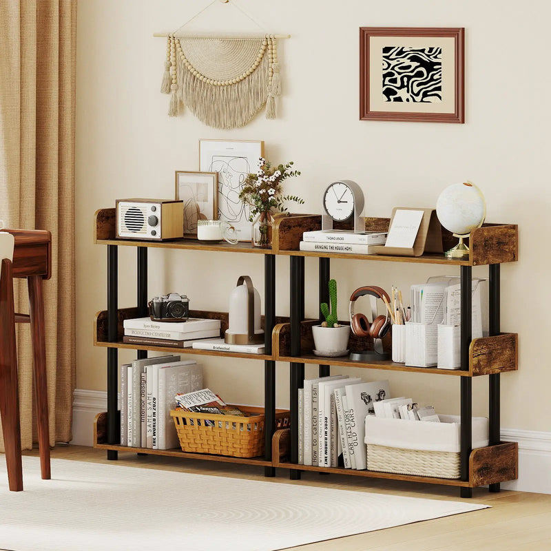 3-Tier Bookshelf with Anti-Tipping Kit and Industrial Storage Unit for Living Room by DirectDeals