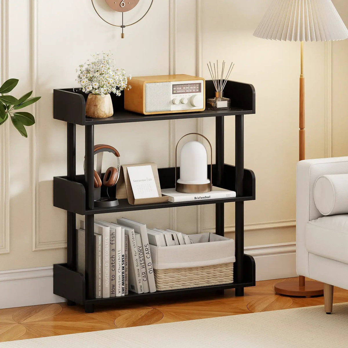 3-Tier Bookshelf with Anti-Tipping Kit and Industrial Storage Unit for Living Room, photo 2 of 16