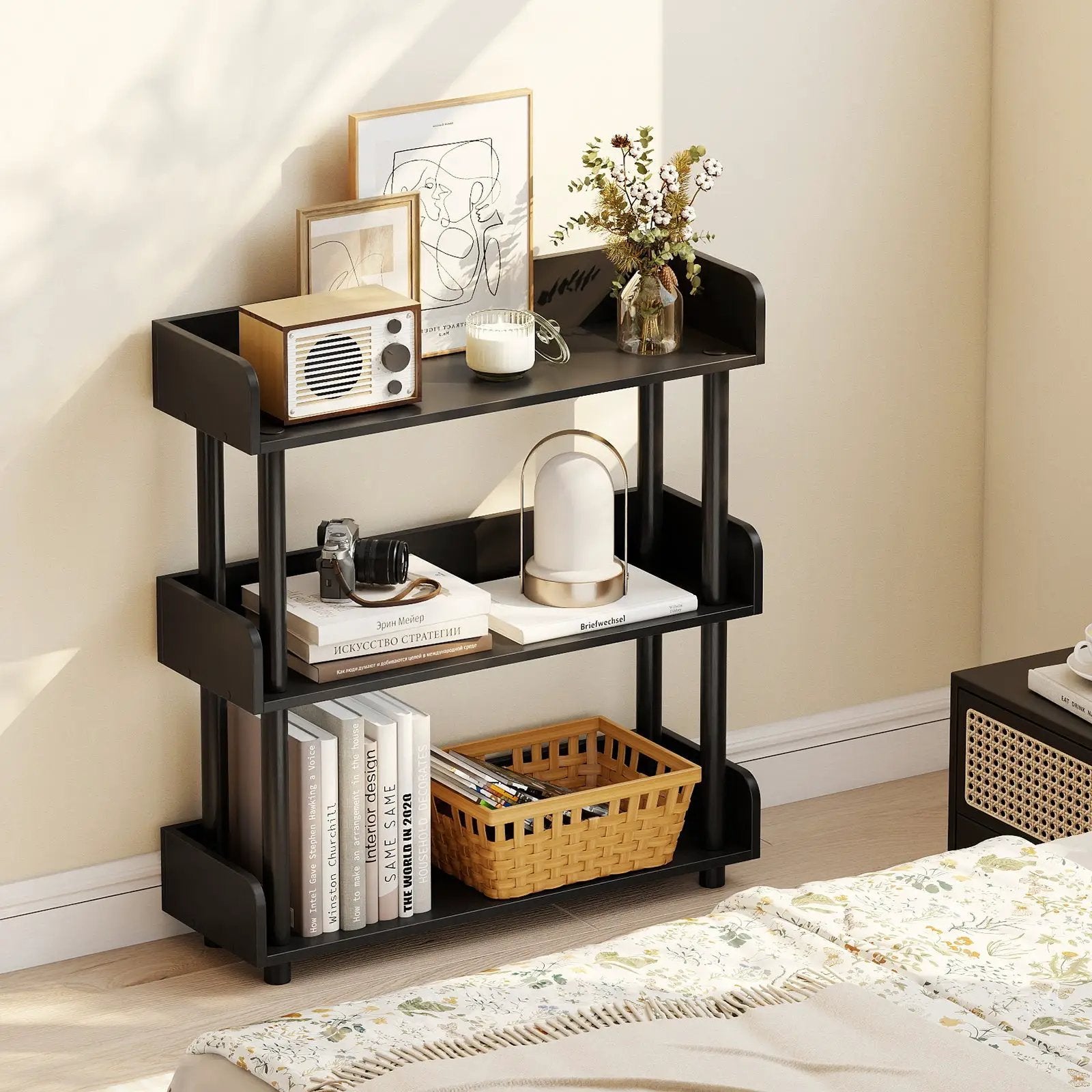 3-Tier Bookshelf with Anti-Tipping Kit and Industrial Storage Unit for Living Room by DirectDeals
