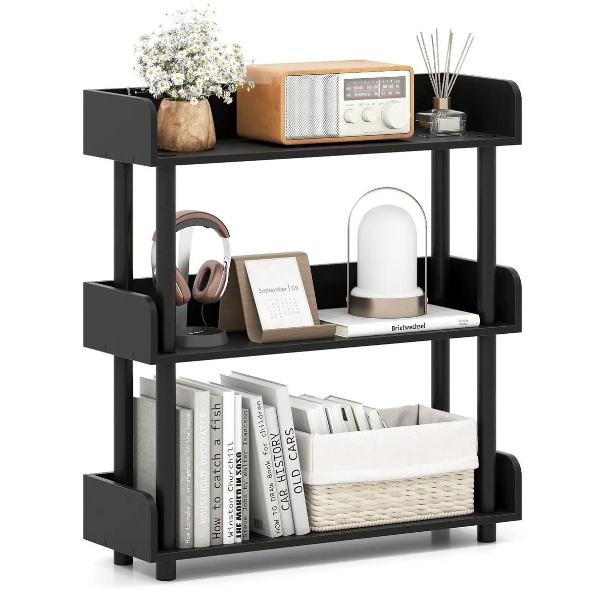 3-Tier Bookshelf with Anti-Tipping Kit and Industrial Storage Unit for Living Room, photo 6 of 16