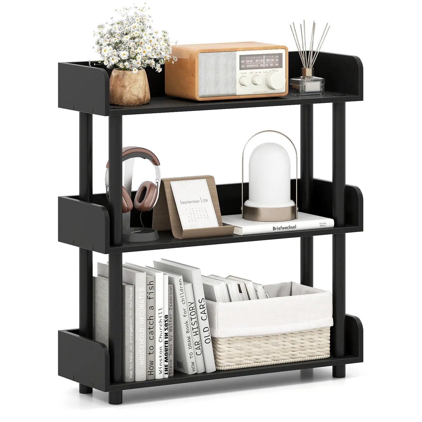 3-Tier Bookshelf with Anti-Tipping Kit and Industrial Storage Unit for Living Room by DirectDeals