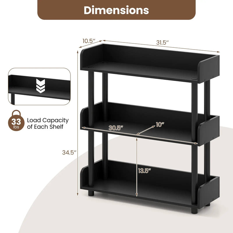 3-Tier Bookshelf with Anti-Tipping Kit and Industrial Storage Unit for Living Room by DirectDeals