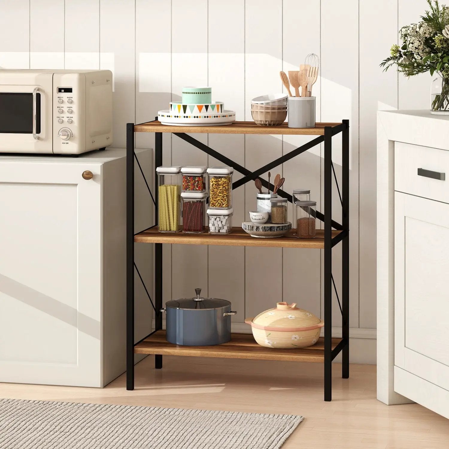 3-Tier Bookshelf with Heavy-Duty Metal Frame by DirectDeals
